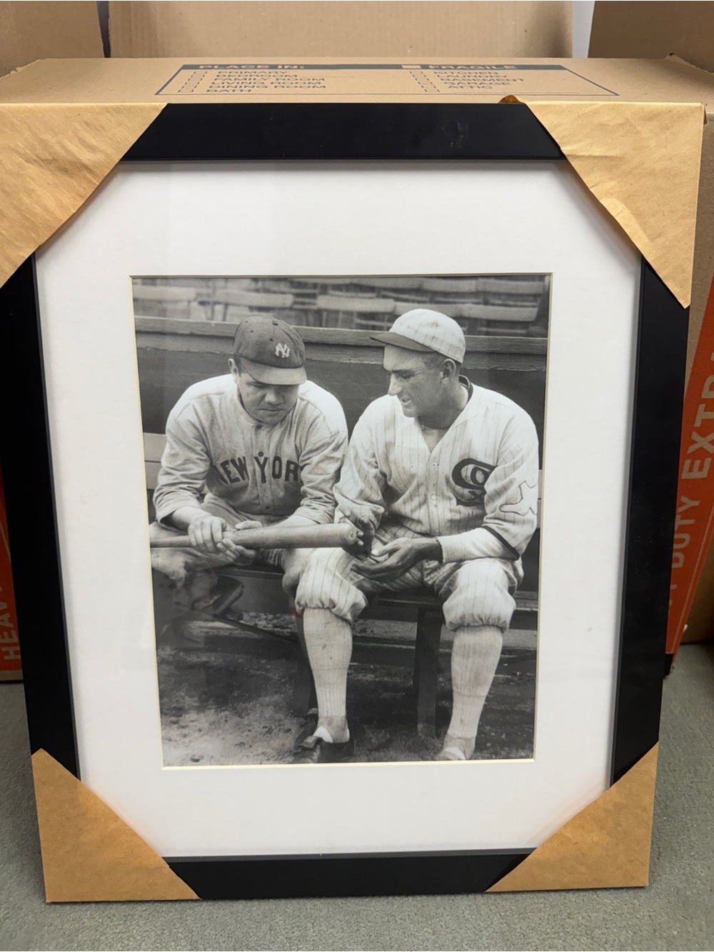 Black Framed Vintage Baseball Photo Wall Art